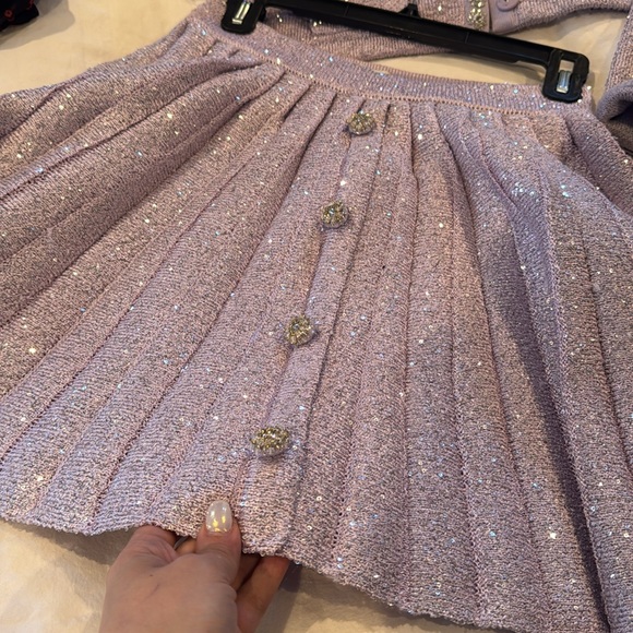 SELF PORTRAIT purple lurex knit skirt - Picture 3 of 17